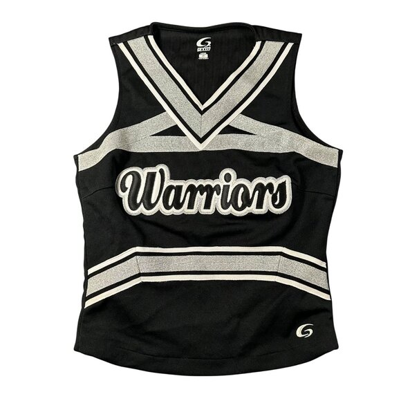 Cheerleader Uniform Top Black Silver V-Neck Warriors GTM Sportswear Medium - Picture 1 of 8